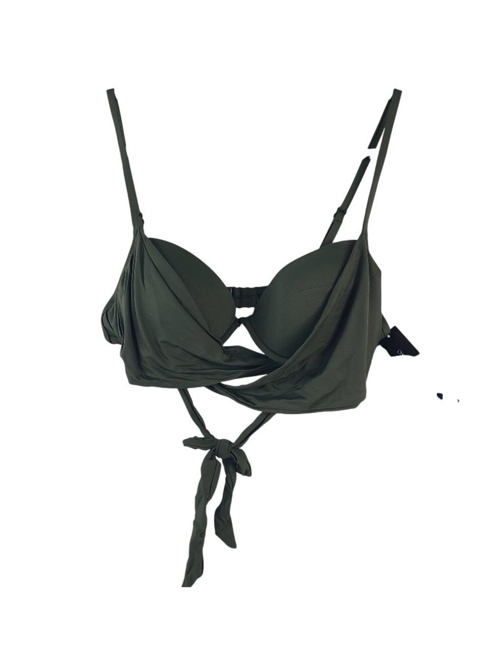 NEW Carmen Marc Valvo Forest Green Bikini Top Adjustable Straps Tie Back Sz S